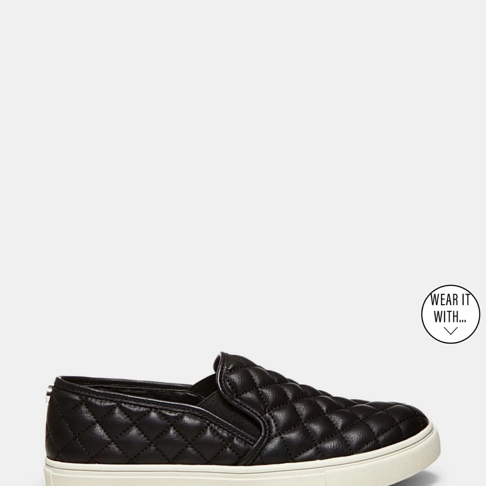 Steve Madden Black Quilted Slip-On Loafers